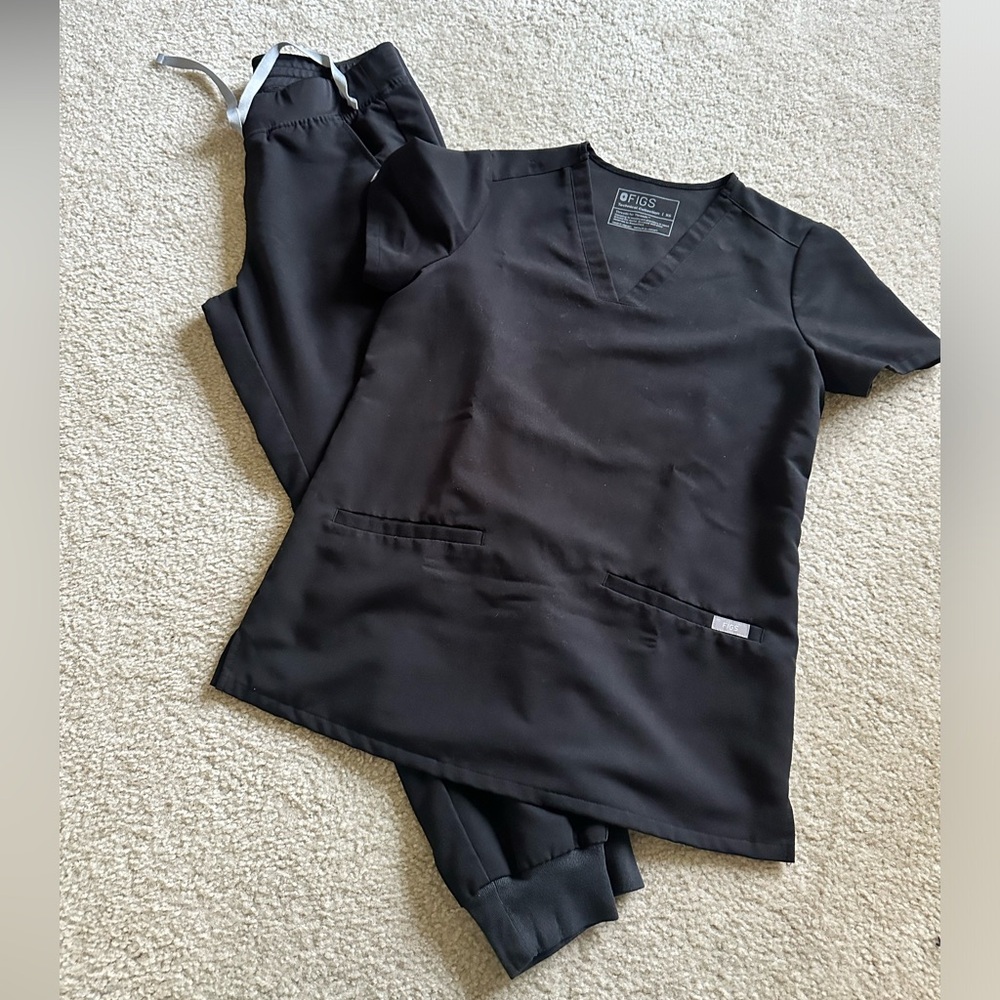 Figs black scrub set top Casma 3pocket XS bottoms Zamora jogger small petite new